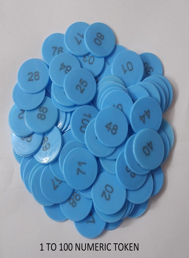 موريل عملة معدنية دائرية الشكل من البلاستيك تحمل أرقامًا بارزة من 1 إلى 100 (31 مم) للاستخدام في المتاجر، وألعاب الطاولة، والمنازل، والمدارس، وما إلى ذلك (لون أزرق). - Image 2